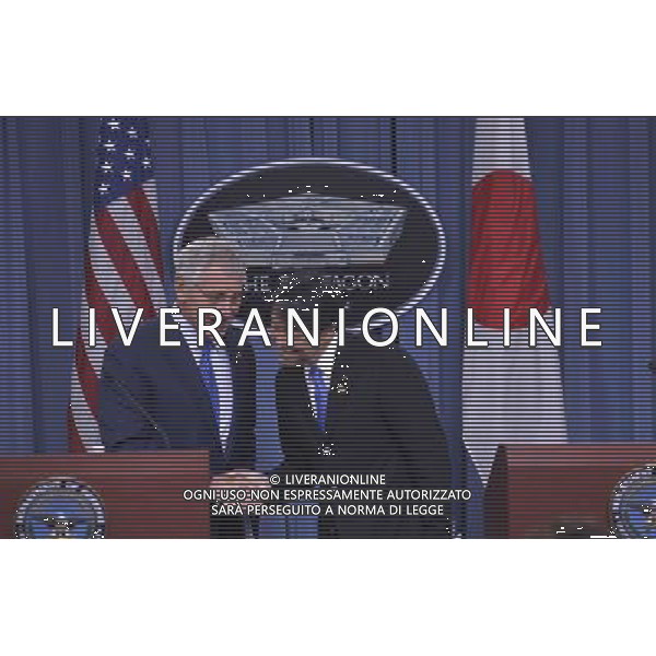 (140711) -- WASHINGTON, July 11, 2014 () -- U.S. Secretary of Defense Chuck Hagel (L) and Japanese Defense Minister Itsunori Onodera attend a press briefing after their meeting at the Pentagon in Washington D.C., capital of the United States, July 11, 2014. (/Yin Bogu) AG ALDO LIVERANI SAS ONLY ITALY