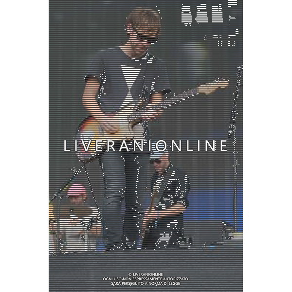Aaron Dessner of American indie rock band The National performing at British Summer Time, Hyde Park, London, England, UK on Saturday 12th July 2014.