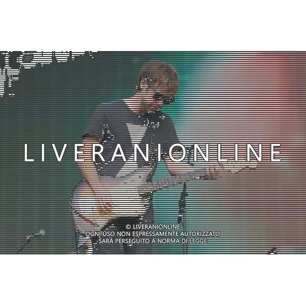 Aaron Dessner of American indie rock band The National performing at British Summer Time, Hyde Park, London, England, UK on Saturday 12th July 2014.
