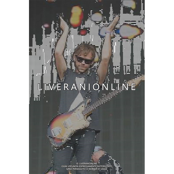 Aaron Dessner of American indie rock band The National performing at British Summer Time, Hyde Park, London, England, UK on Saturday 12th July 2014.