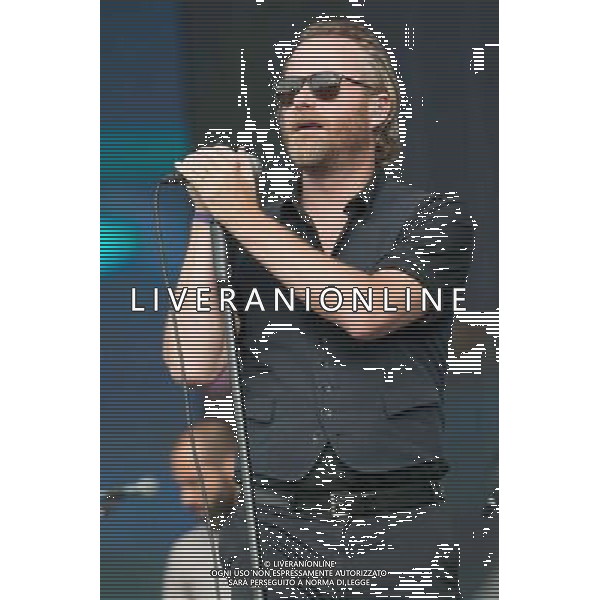 Matt Berninger of American indie rock band The National performing at British Summer Time, Hyde Park, London, England, UK on Saturday 12th July 2014.