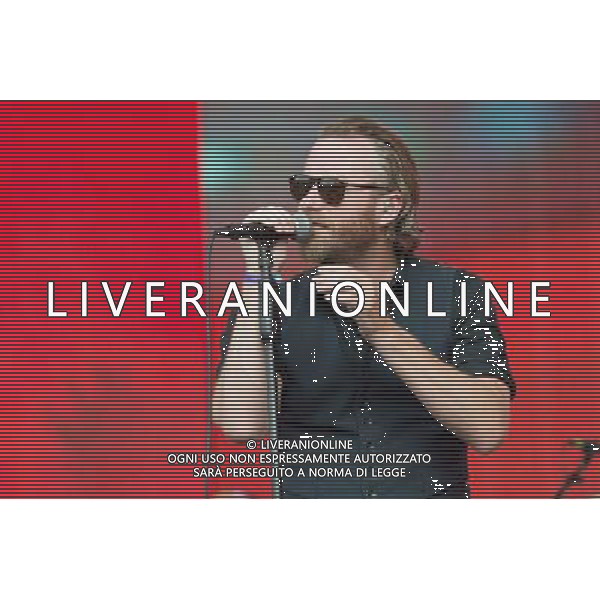 Matt Berninger of American indie rock band The National performing at British Summer Time, Hyde Park, London, England, UK on Saturday 12th July 2014.
