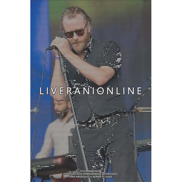 Matt Berninger of American indie rock band The National performing at British Summer Time, Hyde Park, London, England, UK on Saturday 12th July 2014.