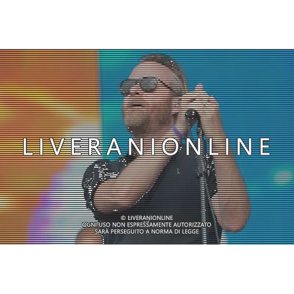 Matt Berninger of American indie rock band The National performing at British Summer Time, Hyde Park, London, England, UK on Saturday 12th July 2014.