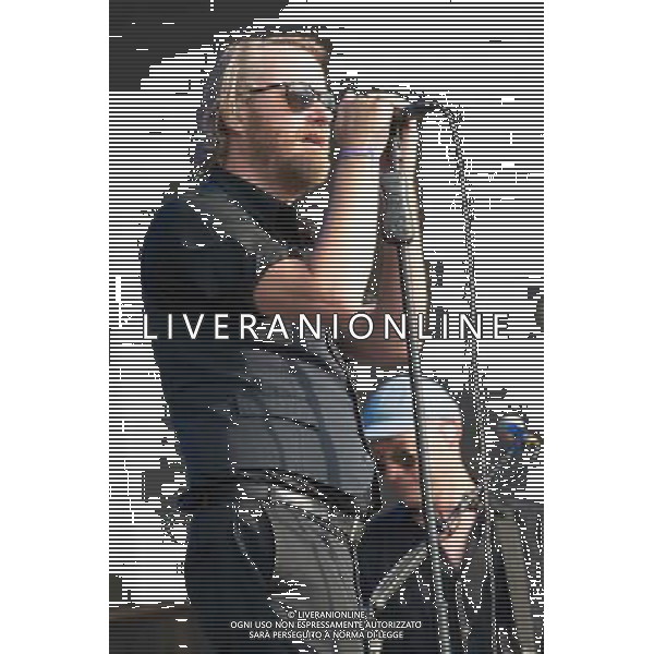 Matt Berninger of American indie rock band The National performing at British Summer Time, Hyde Park, London, England, UK on Saturday 12th July 2014.