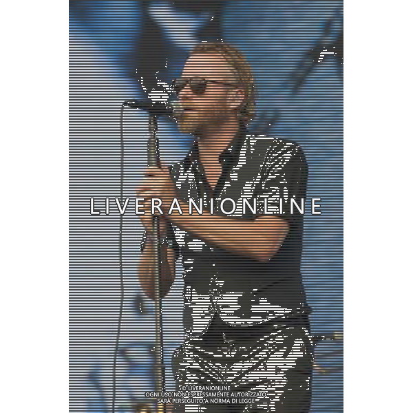 Matt Berninger of American indie rock band The National performing at British Summer Time, Hyde Park, London, England, UK on Saturday 12th July 2014.
