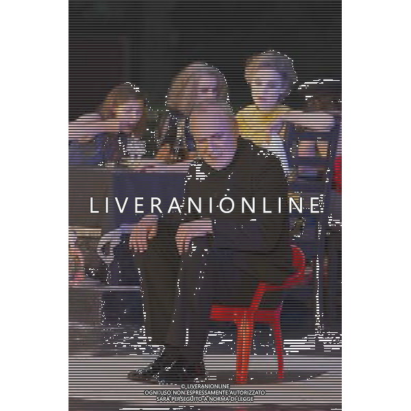 11 July 2014, Muelheim/Ruhr, Germany. Volker Roos as Creon/Kreon in front of (from left) Petra von der Beek as Ismene, Rosmarie Bruecher as Euridyke and Simone Thoma as Antigone. Roberto Ciulli\'s \'Theater an der Ruhr\' perform \'Antigone\' as part of their open-air season \'Weisse Naechte\' (White Nights) in Raffelbergpark, Muelheim an der Ruhr, Germany. AG ALDO LIVERANI SAS ONLY ITALY