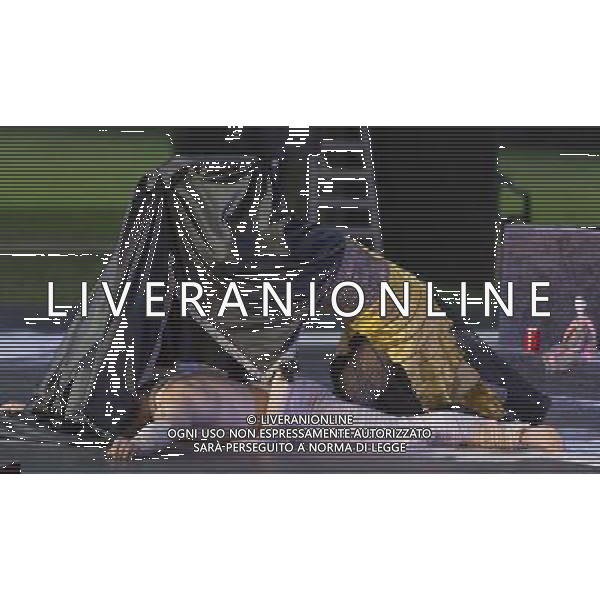 11 July 2014, Muelheim/Ruhr, Germany. Simone Thoma as Antigone and Steffen Reuber as Polyneikes/Polynices. Roberto Ciulli\'s \'Theater an der Ruhr\' perform \'Antigone\' as part of their open-air season \'Weisse Naechte\' (White Nights) in Raffelbergpark, Muelheim an der Ruhr, Germany. AG ALDO LIVERANI SAS ONLY ITALY