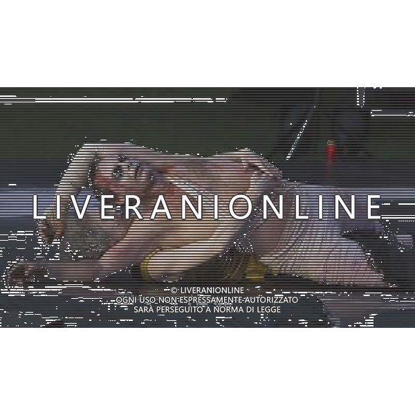 11 July 2014, Muelheim/Ruhr, Germany. Simone Thoma as Antigone and Steffen Reuber as Polyneikes/Polynices. Roberto Ciulli\'s \'Theater an der Ruhr\' perform \'Antigone\' as part of their open-air season \'Weisse Naechte\' (White Nights) in Raffelbergpark, Muelheim an der Ruhr, Germany. AG ALDO LIVERANI SAS ONLY ITALY