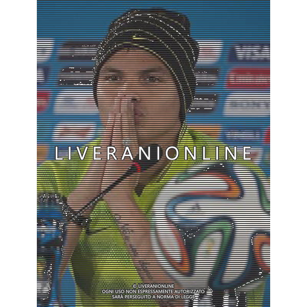 (140711) -- BRASILIA, July 11, 2014 () -- Thiago Silva of Brazil looks on during a press conference at the Estadio Nacional Stadium in Brasilia, Brazil, on July 5, 2014. Brazil will play the 2014 FIFA World Cup football match for third place against Netherlands on Saturday.(/Yang Lei)(wll) AG ALDO LIVERANI SAS ONLY ITALY