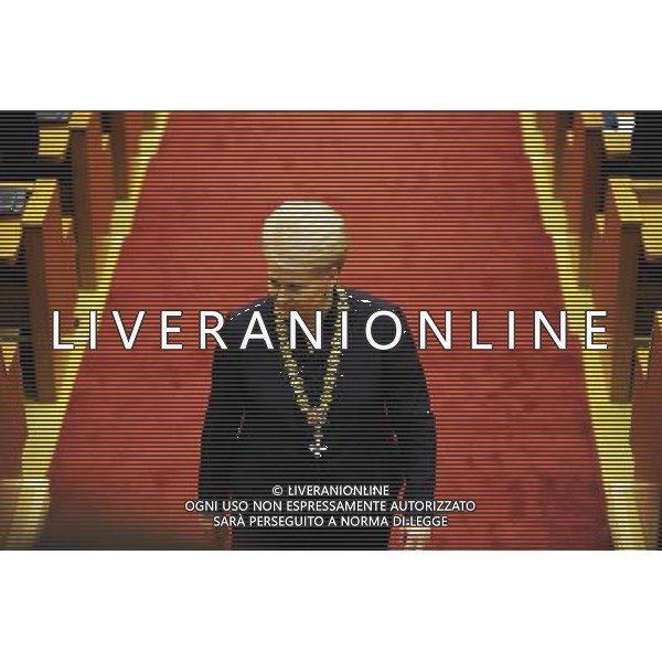 (140712) -- VILNIUS, July 12, 2014 () -- Dalia Grybauskaite leaves the March 11 Hall of Lithuania\'s parliament after her inauguration of presidency in Vilnius, Lithuania, on July 12, 2014. Grybauskaite was reelected president of Lithuania in May with roughly 58 percent of supportive votes, making her the first president of the Baltic country to be consecutively elected. (/Alfredas Pliadis) AG ALDO LIVERANI SAS ONLY ITALY
