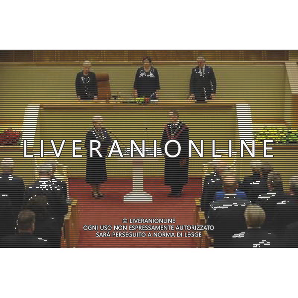 (140712) -- VILNIUS, July 12, 2014 () -- Dalia Grybauskaite (L1) takes an oath on her inauguration of presidency in Vilnius, Lithuania, on July 12, 2014. Grybauskaite was reelected president of Lithuania in May with roughly 58 percent of supportive votes, making her the first president of the Baltic country to be consecutively elected. (/Alfredas Pliadis) AG ALDO LIVERANI SAS ONLY ITALY