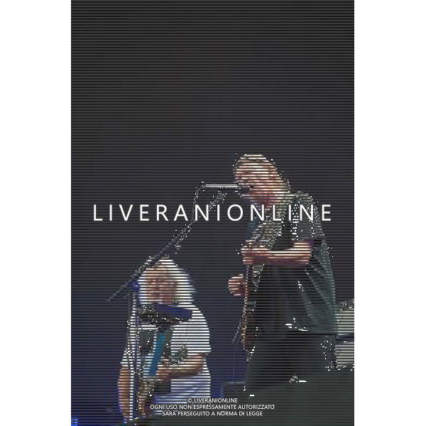 Neil Young and Crazy Horse headline British Summer Time, Hyde Park, London on Saturday 12 July 2014. Picture contains Neil Young and Frank Sampedro. ©PHOTOSHOT/Agenzia Aldo Liverani sas - ITALY ONLY - EDITORIAL USE ONLY