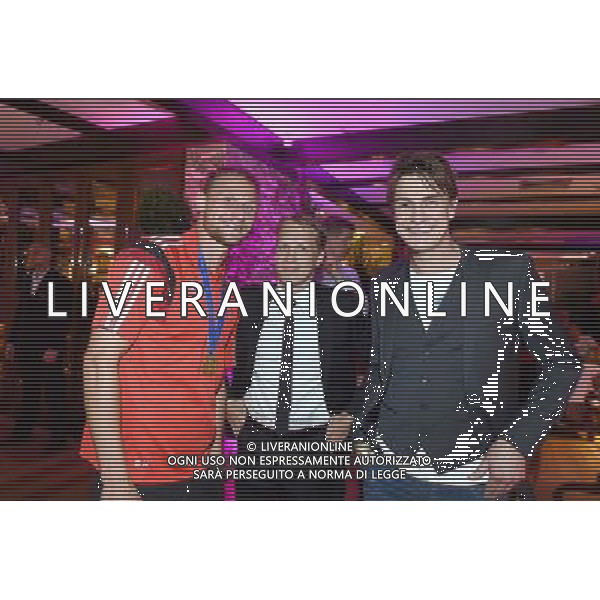 firo : 13.07.2014 Fu§ball, Fussball, WM 2014 Brasilien, Weltmeisterschaft 2014 Brasilien, Football World Championships Brazil 2014, 2014 FIFA WORLD CUP BRAZIL,Brasil,Bresil, WM-Finale 2014, Endspiel 2014, Finale 2014, GER, Deutschland - ARG, Argentinien 1:0 Weltmeister 2014 Deutschland, Benedikt HOEWEDES , H…WEDES,(DFB/Deutschland) zusammen mit Oliver POCHER (m) und Comedian Matze KNOP (r.). DFB-WM Party/ Gala / Feier nach dem Finale im Hotel Sheraton Rio de Janeiro. $worldrights Es gelten unsere AGB, einsehbar auf www.firosportphoto.de Poolfoto : GES, copyright by firo sportphoto, Coesfelder Str.207 48249 DŸlmen www.firosportphoto.de mail@firosportphoto.de (V o l k s b a n k B o c h u m - W i t t e n ) BLZ.: 430 601 29 Kt. Nr.: 341 117 100 Tel:Ê 02594 - 9916004 Fax:Ê02594 - 9916005 AG ALDO LIVERANI SAS ONLY ITALY *** Local Caption ***