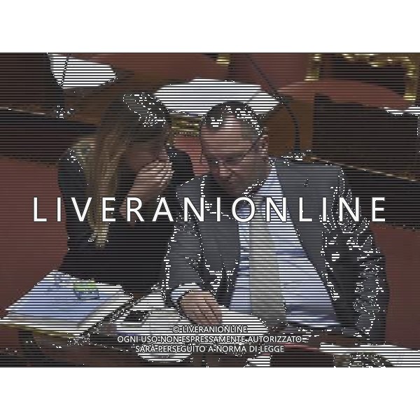 Senato 277a Seduta Pubblica Discussione dei disegni di legge costituzionale, Roma 14 luglio 2014 nella foto Maria Elena Boschi con Pizzetti Luciano Â©Corradetti/Agenzia Aldo Liverani sas