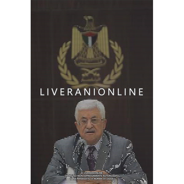 (140714) -- RAMALLAH, July 14, 2014 () -- Palestinian President Mahmoud Abbas heads a Palestine Liberation Organization executive committee meeting to discuss the ongoing Israeli violations against the Palestinians in the west Bank city of Ramallah, on July 13, 2014. (/Fadi Arouri) (zjl) ©PHOTOSHOT/Agenzia Aldo Liverani sas - ITALY ONLY - EDITORIAL USE ONLY