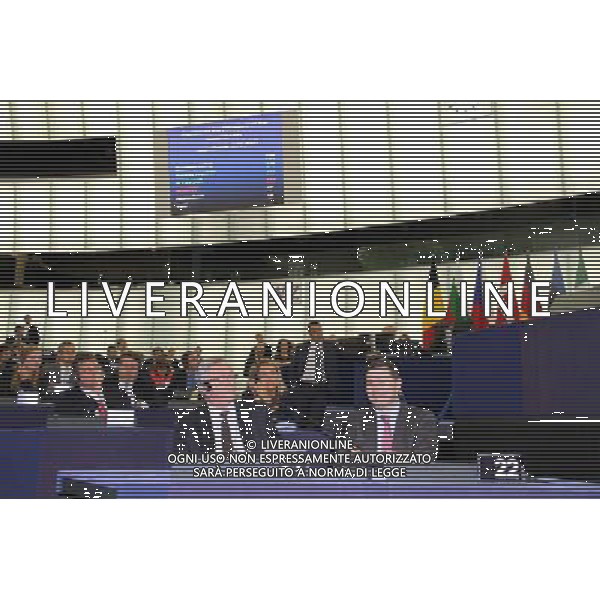 (140715) -- STRASBOURG, July 15, 2014 () -- Jean-Claude Juncker (front L) waits for the result of the election at the European Parliament in Strasbourg, France, July 15, 2014. The European Parliament on Tuesday approved former Luxembourg Prime Minister Jean-Claude Juncker as European Commission President by an absolute majority. (/Lu Suyan) (djj) AG ALDO LIVERANI SAS ONLY ITALY