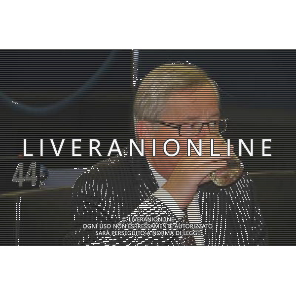 (140715) -- STRASBOURG, July 15, 2014 () -- Jean-Claude Juncker waits for the result of the election at the European Parliament in Strasbourg, France, July 15, 2014. The European Parliament on Tuesday approved former Luxembourg Prime Minister Jean-Claude Juncker as European Commission President by an absolute majority. (/Lu Suyan) (djj) AG ALDO LIVERANI SAS ONLY ITALY