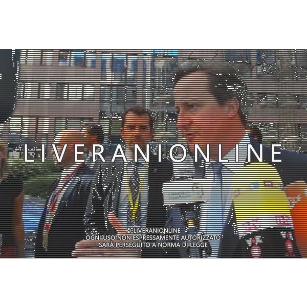 (140716) -- BRUSSELS, July 16, 2014 () -- British Prime Minister David Cameron arrives to attend the Special Meeting of the European Council at the EU headquarters in Brussels, capital of Belgium, July 16, 2014. (/Gong Bing) ©PHOTOSHOT/Agenzia Aldo Liverani sas - ITALY ONLY - EDITORIAL USE ONLY - Riunione straordinaria del Consiglio europeo presso la sede dell\'Unione europea a Bruxelles, capitale del Belgio 16 luglio 2014