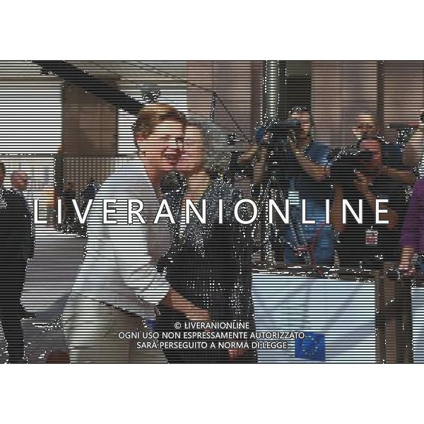 (140716) -- BRUSSELS, July 16, 2014 () -- Slovenian Prime Minister Alenka Bratusek arrives to attend the Special Meeting of the European Council at the EU headquarters in Brussels, capital of Belgium, July 16, 2014. (/Gong Bing) ©PHOTOSHOT/Agenzia Aldo Liverani sas - ITALY ONLY - EDITORIAL USE ONLY - Riunione straordinaria del Consiglio europeo presso la sede dell\'Unione europea a Bruxelles, capitale del Belgio 16 luglio 2014
