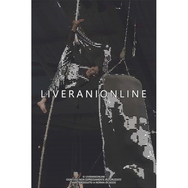 Pictured: Lina Jungergard performing. Photocall for the UK Premiere of \'Leviathan\', a live theatre spectacle and homage to Moby Dick by immersive theatre specialists Living Structures. Performances are at Hackney Downs Studios, Hackney, until 26 July 2014. Living Structures re-imagines Captain Ahab\'s pursuit of the great white whale to take the audience on an artistic adventure and on oceanic journey. Audience members get the role of shipmates, signing up to join the cast/crew on board Ahab\'s ship. ©PHOTOSHOT/Agenzia Aldo Liverani sas - ITALY ONLY - EDITORIAL USE ONLY