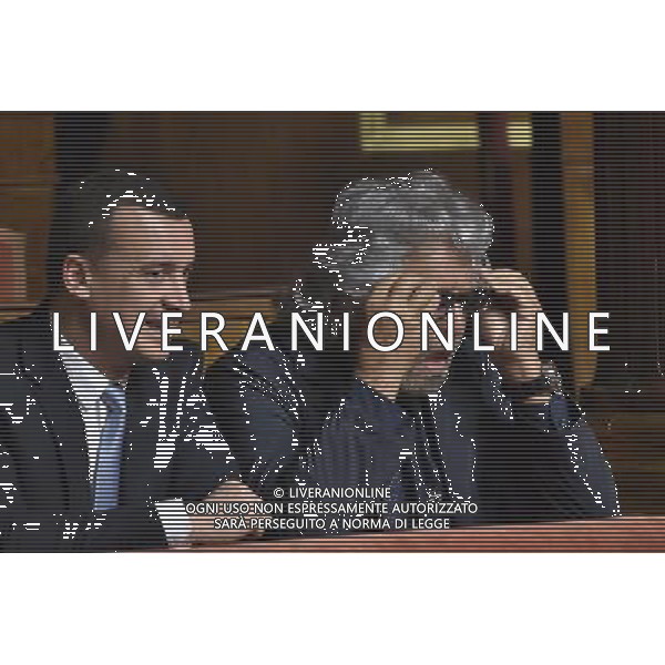 Roma - 15/07/2014 - Senato - Discussione dei disegni di legge costituzionale - nella foto: Beppe Grillo e Rocco Casalino assistono dalla tribuna la seduta del Senato / Ph. Fabrizio Corradetti - Ag. Aldo Liverani Sas