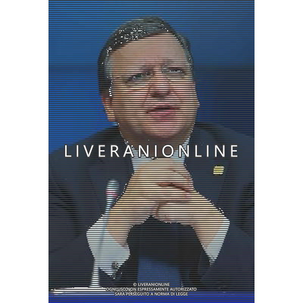 (140717) -- BRUSSELS, July 17, 2014 () -- European Commission President Jose Manuel Barroso attends a press conference after a special meeting of the European Council at the EU headquarters in Brussels, capital of Belgium, July 17, 2014. (/Gong Bing) ©PHOTOSHOT/Agenzia Aldo Liverani sas - ITALY ONLY - EDITORIAL USE ONLY - Riunione straordinaria del Consiglio europeo presso la sede dell\'Unione europea a Bruxelles, capitale del Belgio 17 luglio 2014