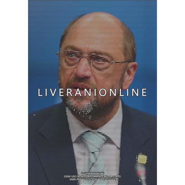 (140717) -- BRUSSELS, July 17, 2014 () -- European Parliament President Martin Schultz attends a press conference after a special meeting of the European Council at the EU headquarters in Brussels, capital of Belgium, July 16, 2014. (/Gong Bing) ©PHOTOSHOT/Agenzia Aldo Liverani sas - ITALY ONLY - EDITORIAL USE ONLY - Riunione straordinaria del Consiglio europeo presso la sede dell\'Unione europea a Bruxelles, capitale del Belgio 17 luglio 2014