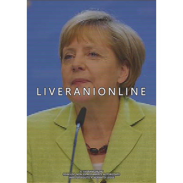 (140717) -- BRUSSELS, July 17, 2014 () -- German Chancellor Angela Merkel attends a press conference after a special meeting of the European Council at the EU headquarters in Brussels, capital of Belgium, July 17, 2014. (/Gong Bing) ©PHOTOSHOT/Agenzia Aldo Liverani sas - ITALY ONLY - EDITORIAL USE ONLY - Riunione straordinaria del Consiglio europeo presso la sede dell\'Unione europea a Bruxelles, capitale del Belgio 17 luglio 2014