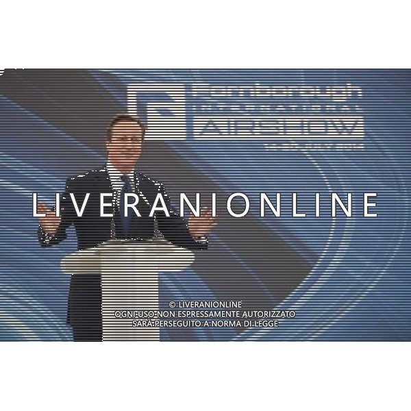 David Cameron, the Prime Minister delivers a speech at Farnborough International Airshow, Hampshire. July 11th, 2014 ©photoshot/Agenzia Aldo Liverani sas - ITALY ONLY - EDITORIAL USE ONLY - David Cameron, il primo ministro al Farnborough International Airshow, Hampshire. 11 Luglio 2014
