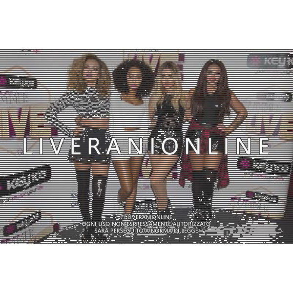 Girl Group Little Mix pose backstage at Key 103 Live (Perrie Edwards, Jesy Nelson, Leigh-Anne Pinnock, Jade Thirlwall) at Manchester Arena, Manchester, England, 17th July 2014. ©photoshot/Agenzia Aldo Liverani sas - ITALY ONLY - EDITORIAL USE ONLY