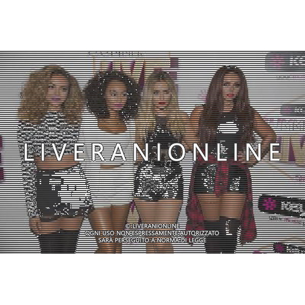 Girl Group Little Mix pose backstage at Key 103 Live (Perrie Edwards, Jesy Nelson, Leigh-Anne Pinnock, Jade Thirlwall) at Manchester Arena, Manchester, England, 17th July 2014. ©photoshot/Agenzia Aldo Liverani sas - ITALY ONLY - EDITORIAL USE ONLY