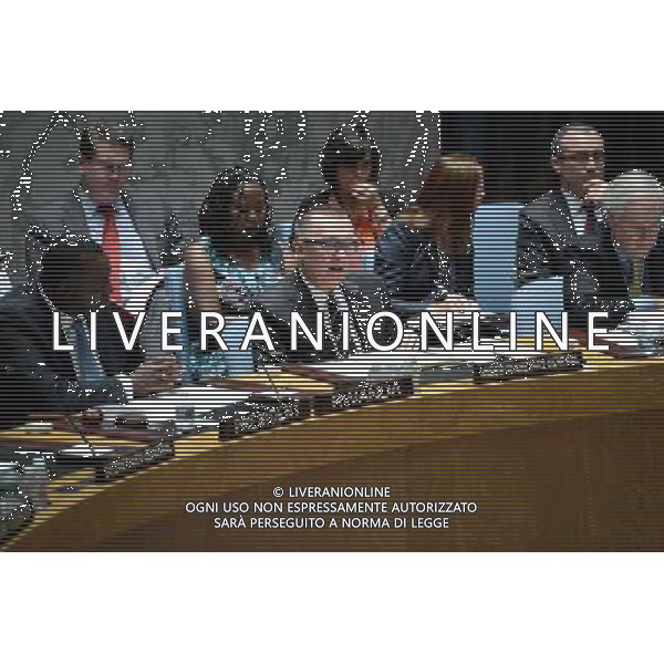 (140718) -- NEW YORK, July 18, 2014 () -- United Nations Under-Secretary-General for Political Affairs Jeffrey Feltman (C) addresses a UN Security Council meeting on the situation in the Middle East, at the UN headquarters in New York, on July 18, 2014. United Nations Secretary-General Ban Ki-moon will travel to the Middle East region on Saturday in a bid to end the ongoing conflict in the Gaza Strip, UN political chief Jeffrey Feltman told the Security Council on Friday. (/Niu Xiaolei) ©photoshot/AGENZIA ALDO LIVERANI SAS - ITALY ONLY - EDITORIAL USE ONLY - Riunione del Consiglio di Sicurezza delle Nazioni Unite sulla situazione in Medio Oriente, al sede delle Nazioni Unite a New York, il 18 luglio 2014 nel tentativo di porre fine al conflitto in corso nella Striscia di Gaza