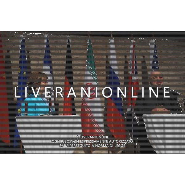 (140719) -- VIENNA, July 19, 2014 () -- Catherine Ashton (L), the High Commissioner of European Union for Foreign Affairs and Security Policy, together with Iran\'s Foreign Minister and chief negotiator Javad Zarif, participates in a press conference in Vienna, Austria, early July 19, 2014. Iranian nuclear talks will be extended for four more months till Nov. 24, as stakeholders still have \'significant gaps on core issues,\' said Ashton. (/Qian Yi) (zjy) ©PHOTOSHOT/AGENZIA ALDO LIVERANI SAS - ITALY ONLY - EDITORIAL USE ONLY