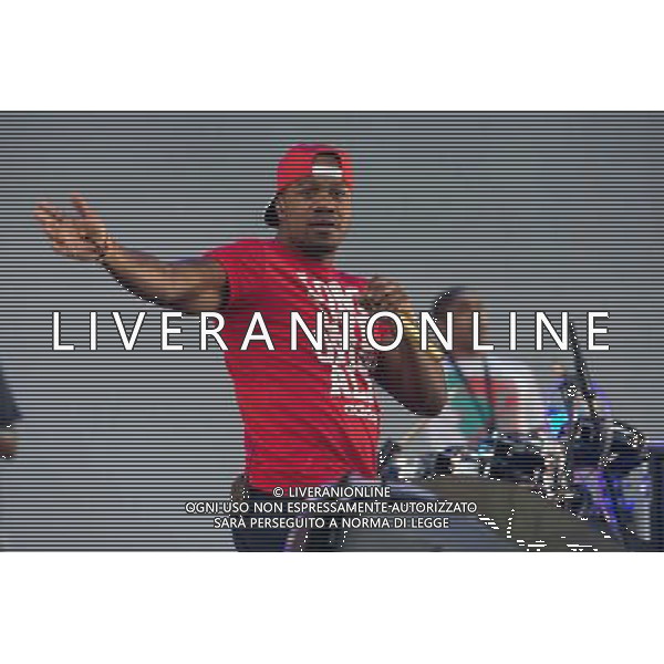 Rudimental perform on the Main Stage at T in the Park Festival, Balado, Scotland UK on 12th July 2014. Shown here DJ Locksmith ( Leon Rolle - red T-shirt) ©PHOTOSHOT/AGENZIA ALDO LIVERANI SAS - ITALY ONLY - EDITORIAL USE ONLY