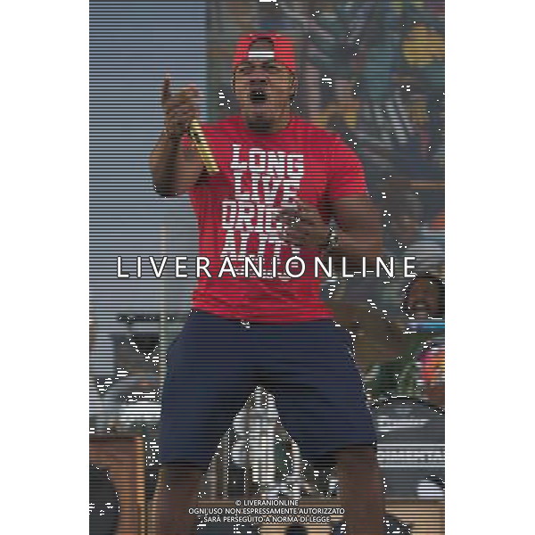 Rudimental perform on the Main Stage at T in the Park Festival, Balado, Scotland UK on 12th July 2014. Shown here DJ Locksmith ( Leon Rolle - red T-shirt) ©PHOTOSHOT/AGENZIA ALDO LIVERANI SAS - ITALY ONLY - EDITORIAL USE ONLY