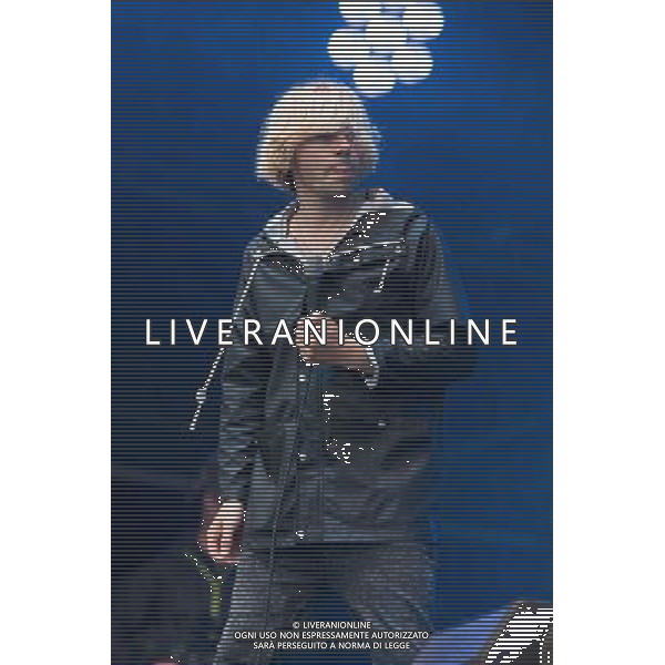 The Charlatans perform on the Radio 1 Stage T in the Park Festival, Balado, Scotland UK on 12th July 2014. The band consists of Tim Burgess (vocals), Mark Collins (guitar), Martin Blunt (bass guitar) ©PHOTOSHOT/AGENZIA ALDO LIVERANI SAS - ITALY ONLY - EDITORIAL USE ONLY