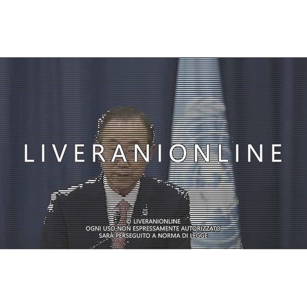 (140722) -- RAMALLAH, July 22, 2014 () -- United Nations Secretary General Ban Ki-Moon speaks during a joint news conference in the west bank city of Ramallah on July 22, 2014. UN chief Ban Ki-moon demanded that Israel and Hamas halt the spiralling violence in Gaza as he pushed diplomatic efforts to end bloodshed that has killed more than 600 Palestinians. (/Fadi Arouri) ©PHOTOSHOT/AGENZIA ALDO LIVERANI SAS - ITALY ONLY - EDITORIAL USE ONLY
