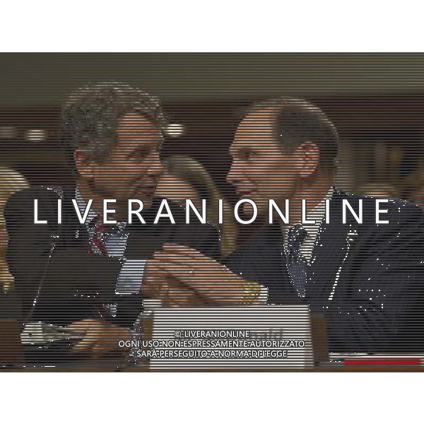 Robert A. McDonald, nominee for Secretary of Veterans Affairs, right, shakes hands with United States Senator Sherrod Brown (Democrat of Ohio), left, following Brown\'s introduction during McDonald\'s confirmation hearing before the United States Senate Committee on Veterans Affairs in Washington, D.C. on Tuesday, July 22, 2014. Credit: Ron Sachs / CNP /dpa NO†WIRE†SERVICE ©photoshot/AGENZIA ALDO LIVERANI SAS - ITALY ONLY - EDITORIAL USE ONLY