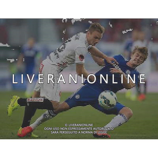 Michael Sollbauer (RZ Pellets WAC) gegen Patrick Bamford (FC Chelsea) // during a Friendly Match between RZ Pellets WAC and FC Chelsea at the Wˆrthersee Arena, Klagenfurt, Austria on 2014/07/23. EXPA Pictures © 2014, PhotoCredit: EXPA/ Johann Groder ©photoshot/AGENZIA ALDO LIVERANI SAS - ITALY ONLY - EDITORIAL USE ONLY