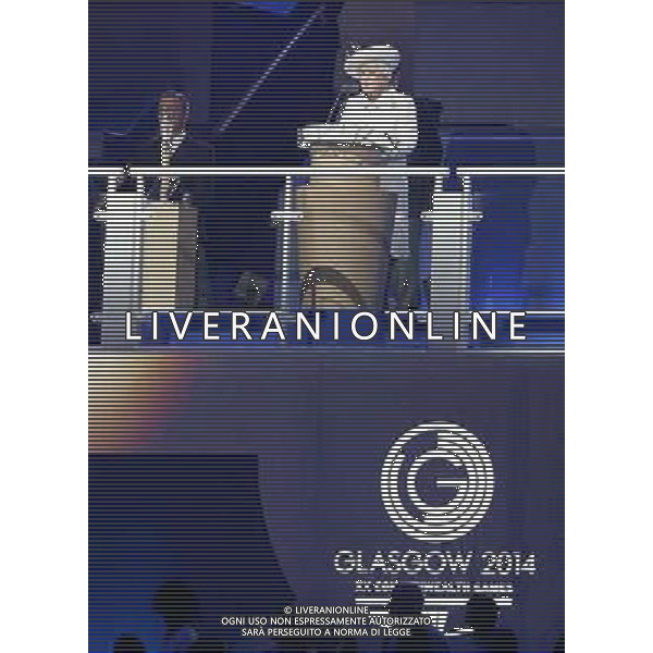 (140724) -- GLASGOW, July 24, 2014 () -- Britain\'s Queen Elizabeth II declares the opening of the XX Commonwealth Games at the Celtic Park in Glasgow July 23, 2014. (/Wang Lili) ©photoshot/AGENZIA ALDO LIVERANI SAS - ITALY ONLY - EDITORIAL USE ONLY