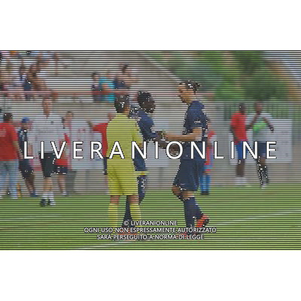 Zlatan IBRAHIMOVIC / Jean Kevin AUGUSTIN - 23.07.2014 - Paris Saint Germain / Nice - Match Amical Photo : Nicolas Guyonnet / Icon Sport AG ALDO LIVERANI SAS ONLY ITALY