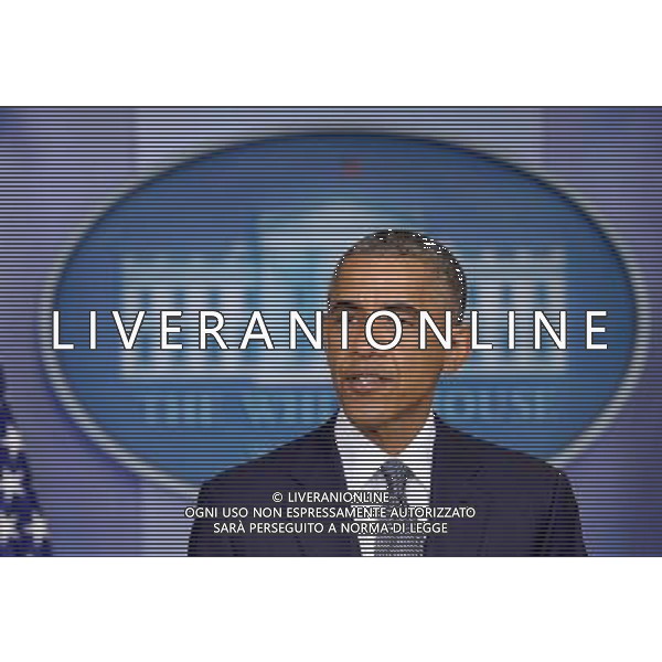 (140718) -- WASHINGTON D.C., July 18, 2014 () -- U.S. President Barack Obama speaks on the situation in Ukraine at the briefing room of the White House in Washington D.C., the United States, on July 18, 2014. Evidence showed that the missile that took down a Malaysian airliner was launched from an area that is controlled by separatists in eastern Ukraine, U.S. President Barack Obama said on Friday. (/Yin Bogu) ©PHOTOSHOT/AGENZIA ALDO LIVERANI SAS - ITALY ONLY - EDITORIAL USE ONLY