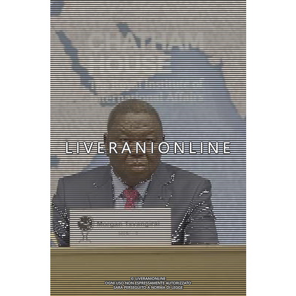 Morgan Tsvangirai Zimbabwean opposition leader gives lecture entitled The Future of Opposition Politics in Zimbabwe. He was Prime Minister of the country from 2009 to 2013. Chatham House, London ©photoshot/AGENZIA ALDO LIVERANI SAS - ITALY ONLY - EDITORIAL USE ONLY