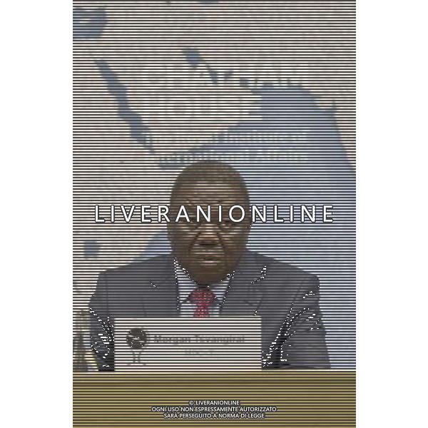Morgan Tsvangirai Zimbabwean opposition leader gives lecture entitled The Future of Opposition Politics in Zimbabwe. He was Prime Minister of the country from 2009 to 2013. Chatham House, London ©photoshot/AGENZIA ALDO LIVERANI SAS - ITALY ONLY - EDITORIAL USE ONLY