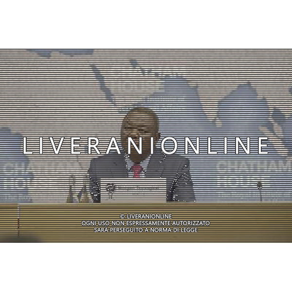 Morgan Tsvangirai Zimbabwean opposition leader gives lecture entitled The Future of Opposition Politics in Zimbabwe. He was Prime Minister of the country from 2009 to 2013. Chatham House, London ©photoshot/AGENZIA ALDO LIVERANI SAS - ITALY ONLY - EDITORIAL USE ONLY