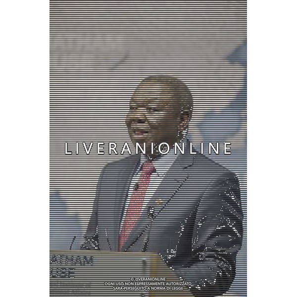 Morgan Tsvangirai Zimbabwean opposition leader gives lecture entitled The Future of Opposition Politics in Zimbabwe. He was Prime Minister of the country from 2009 to 2013. Chatham House, London ©photoshot/AGENZIA ALDO LIVERANI SAS - ITALY ONLY - EDITORIAL USE ONLY