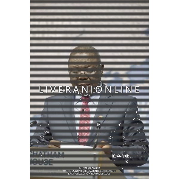 Morgan Tsvangirai Zimbabwean opposition leader gives lecture entitled The Future of Opposition Politics in Zimbabwe. He was Prime Minister of the country from 2009 to 2013. Chatham House, London ©photoshot/AGENZIA ALDO LIVERANI SAS - ITALY ONLY - EDITORIAL USE ONLY