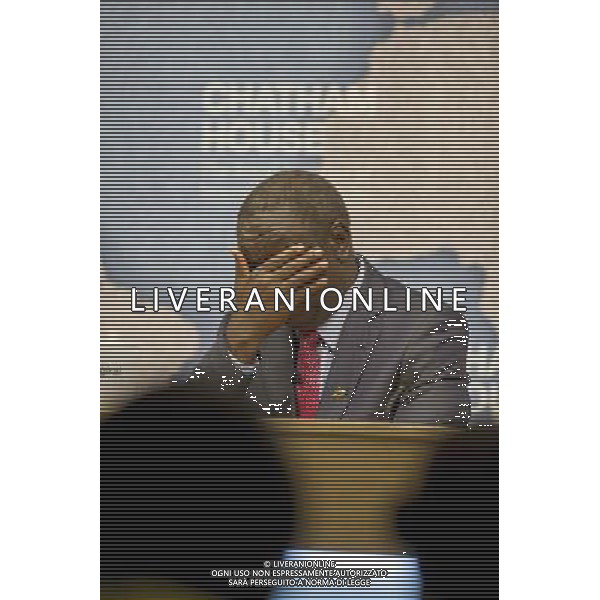 Morgan Tsvangirai Zimbabwean opposition leader gives lecture entitled The Future of Opposition Politics in Zimbabwe. He was Prime Minister of the country from 2009 to 2013. Chatham House, London ©photoshot/AGENZIA ALDO LIVERANI SAS - ITALY ONLY - EDITORIAL USE ONLY