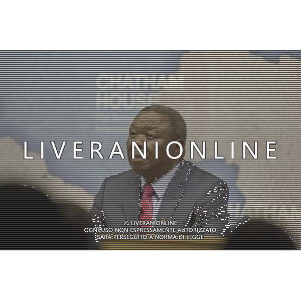 Morgan Tsvangirai Zimbabwean opposition leader gives lecture entitled The Future of Opposition Politics in Zimbabwe. He was Prime Minister of the country from 2009 to 2013. Chatham House, London ©photoshot/AGENZIA ALDO LIVERANI SAS - ITALY ONLY - EDITORIAL USE ONLY